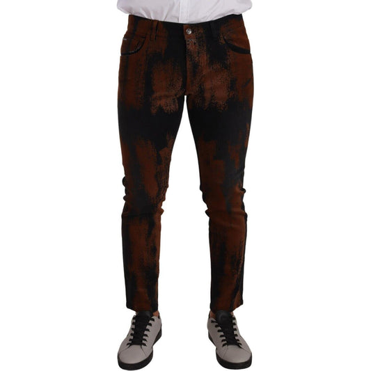 Dolce & Gabbana Black Brown Tie Dye Cotton Skinny Denim Jeans PAN72716 - 48