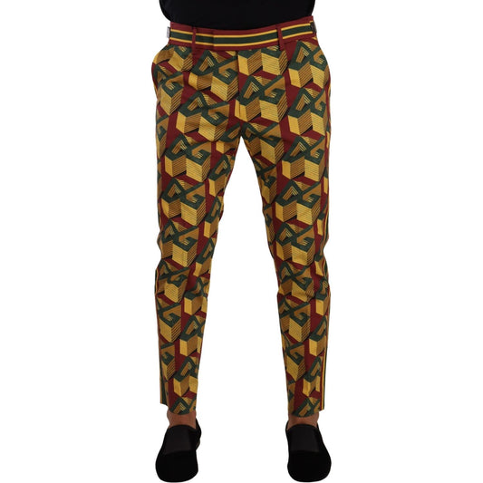 Dolce & Gabbana Multicolor Logo Mania Cotton Tapered Trouser Pants PAN72734- 48