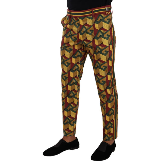 Dolce & Gabbana Multicolor Logo Mania Cotton Tapered Trouser Pants PAN72734- 48