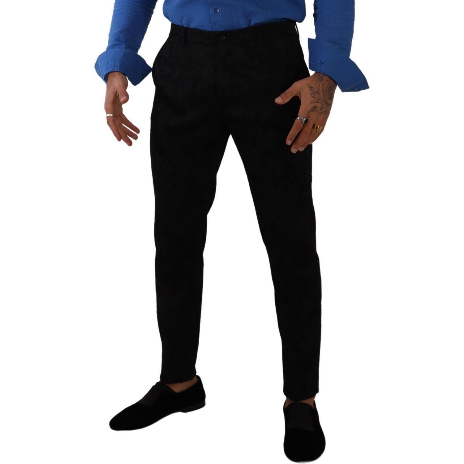 بنطلون دولتشي آند غابانا الأنيق ذو المقاس النحيف باللون الأسود