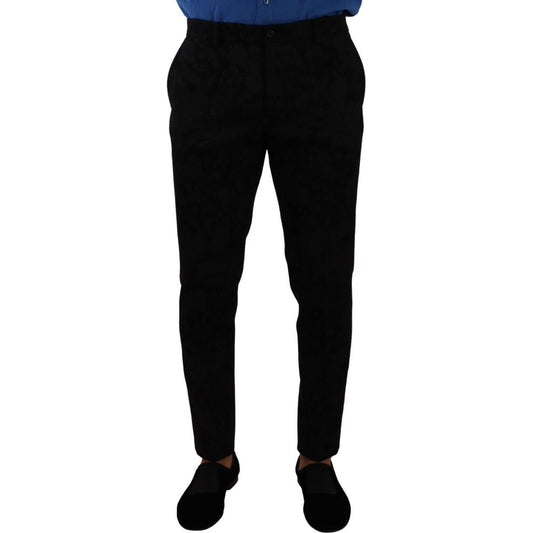 Dolce & Gabbana Black Brocade Skinny Formal Trouser Dress Pants PAN72903 - 48