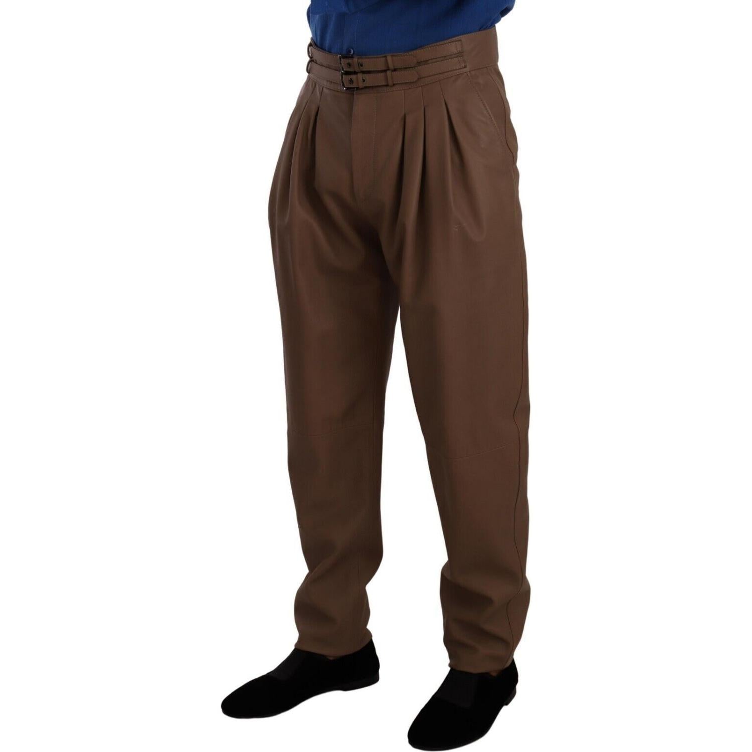 بنطال جلدي أنيق بخصر مرتفع من دولتشي آند غابانا