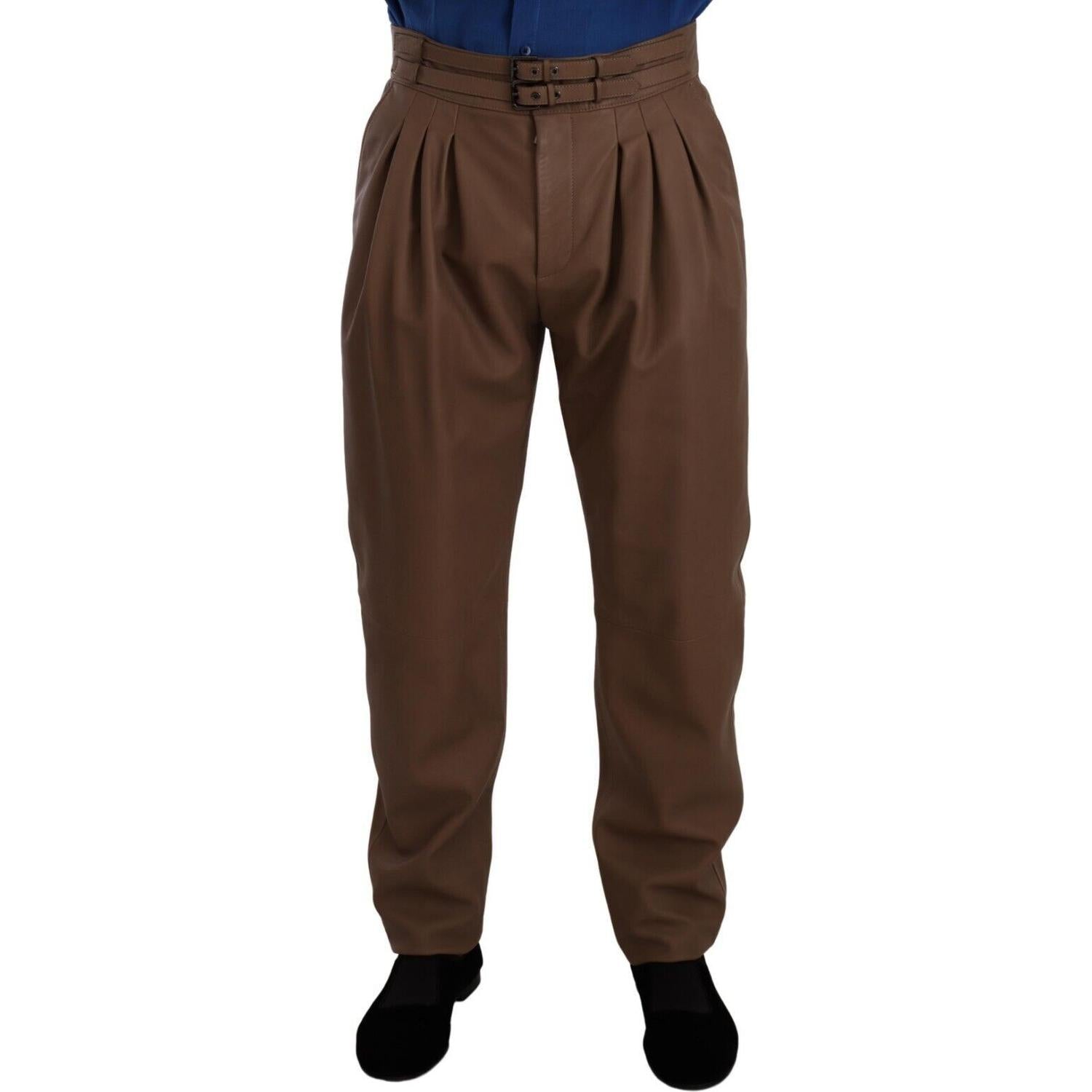 بنطال جلدي أنيق بخصر مرتفع من دولتشي آند غابانا