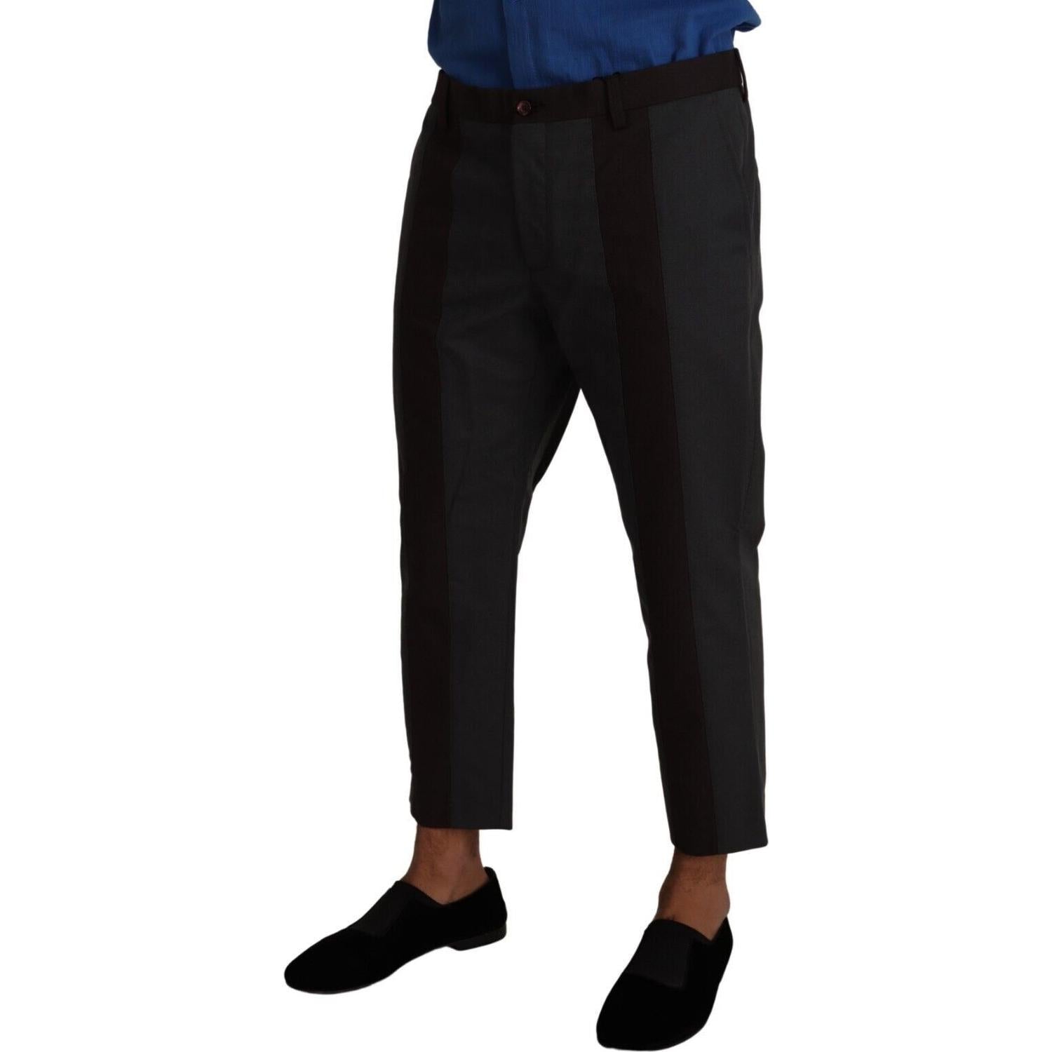 بنطلون قصير أنيق من دولتشي آند غابانا باللونين الرمادي والبورجوندي