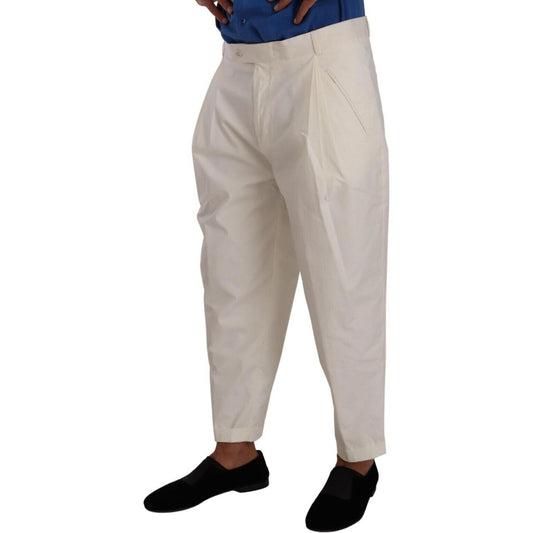 Dolce & Gabbana White Cotton Tapered Men Trouser Dress Pants PAN72942#- 50