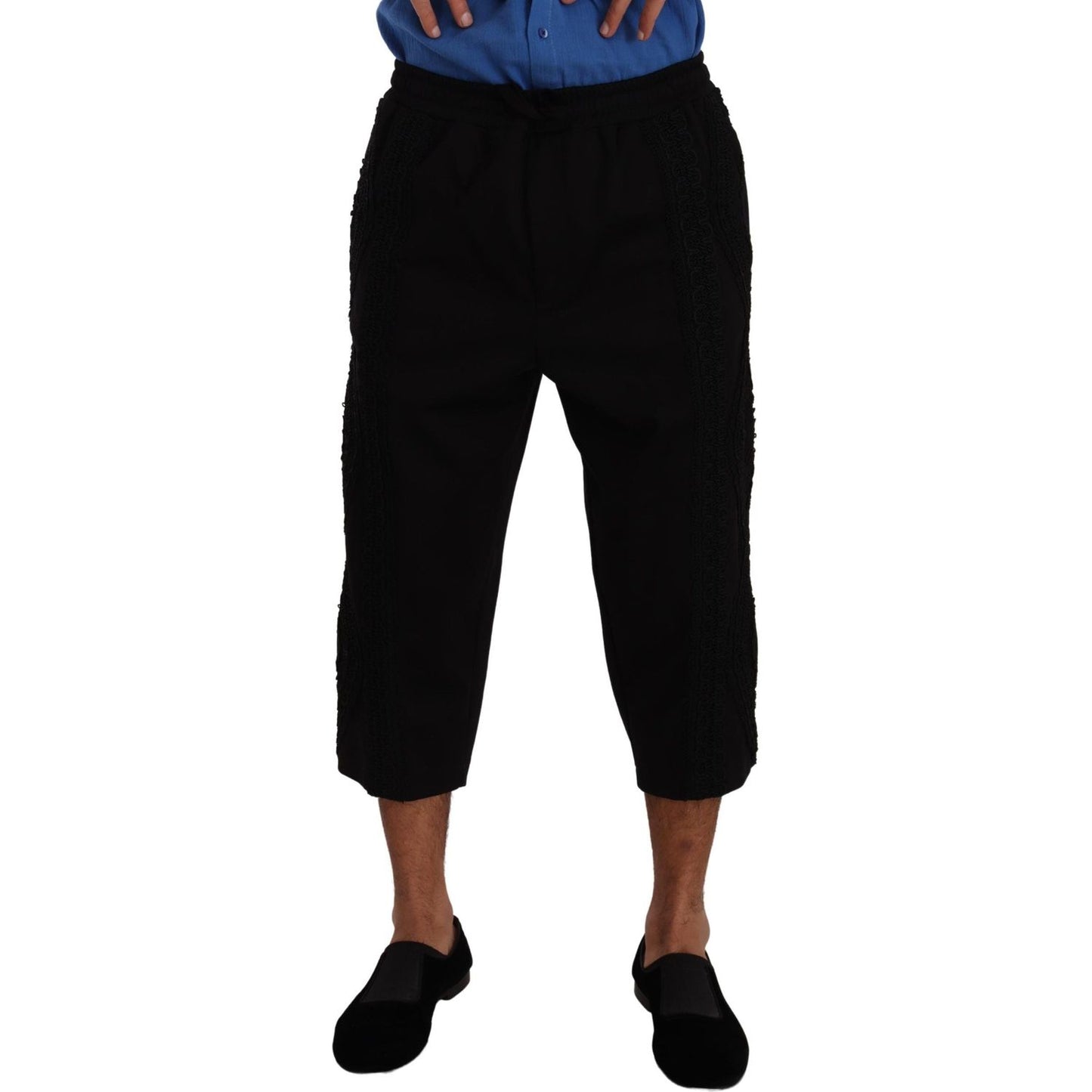 Dolce & Gabbana Black Cotton Torero Cropped Short Trouser Pants
