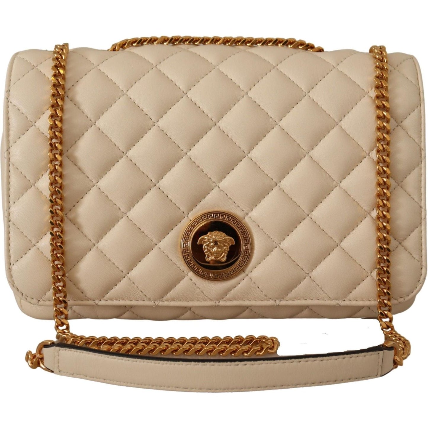 Versace Elegant White Nappa Leather Shoulder Bag