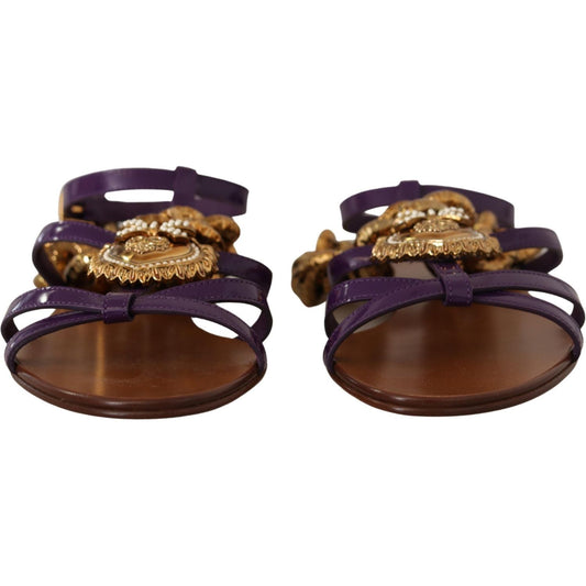 Dolce & Gabbana Purple Heart Chain Gladiator Flats