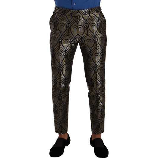 Dolce & Gabbana Silver Gold Jacquard Men Trouser Dress Pants PAN72851 - 48