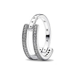 PANDORA JEWELS Mod. SIGNATURE LOGO & PAVE DOUBLE BAND - RING - Size 52 192779C01-52