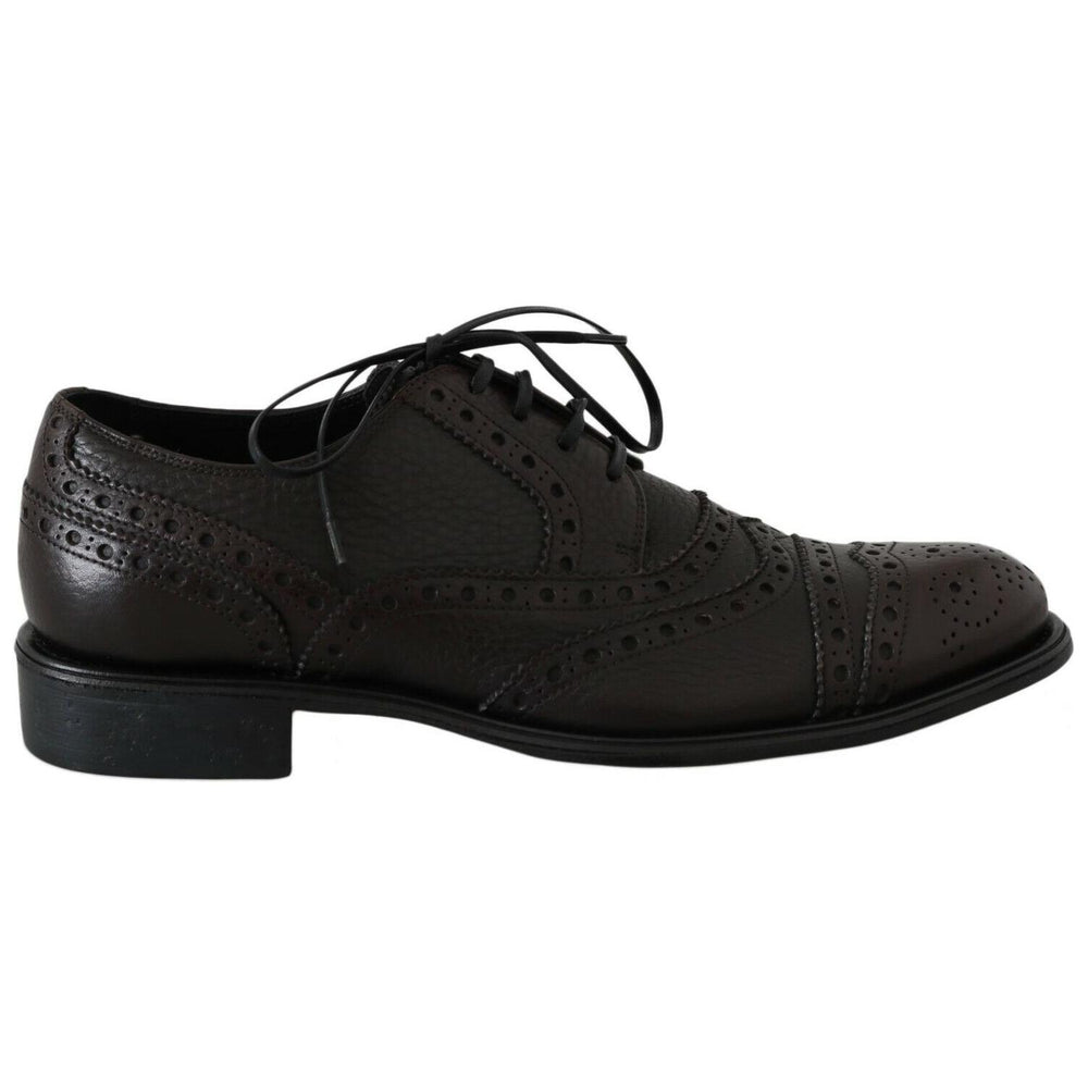 Dolce & Gabbana Brown Leather Wingtip Derby Formal Shoes MV3905- 39