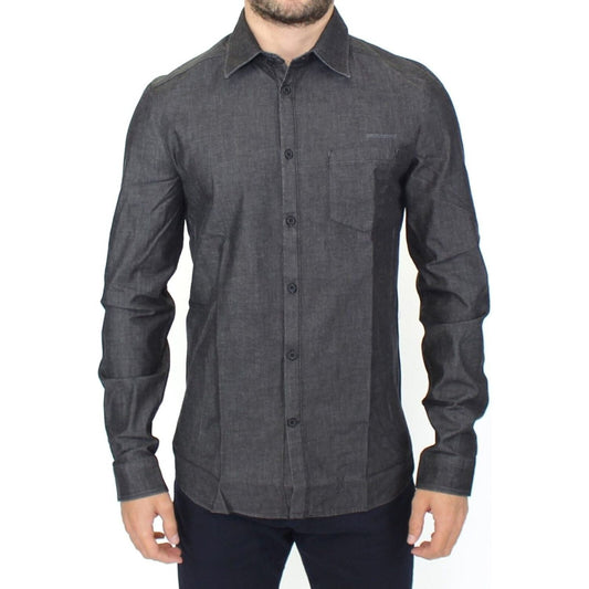 Ermanno Scervino Denim Jeans Cotton Casual Gray Stretch Shirt SIG10132- 48