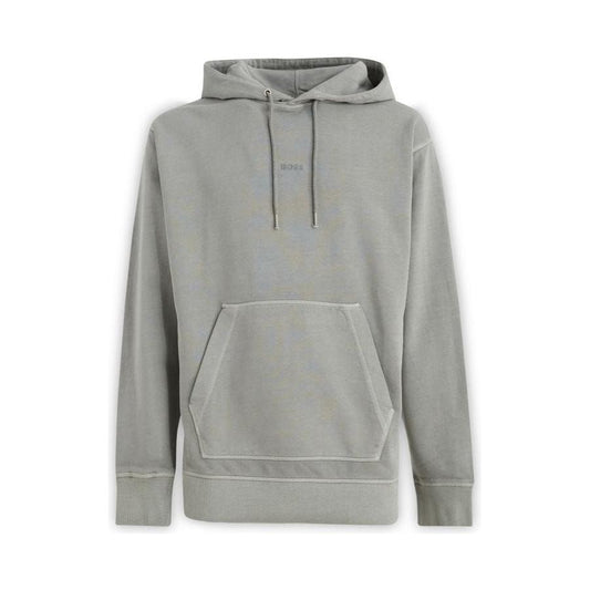 Hugo Boss Elegant Grey Cotton Hooded Sweatshirt 4063534699993