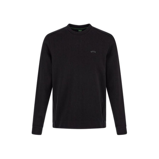 Hugo Boss Elegant Black Cotton Round Neck Sweatshirt 4063534376382