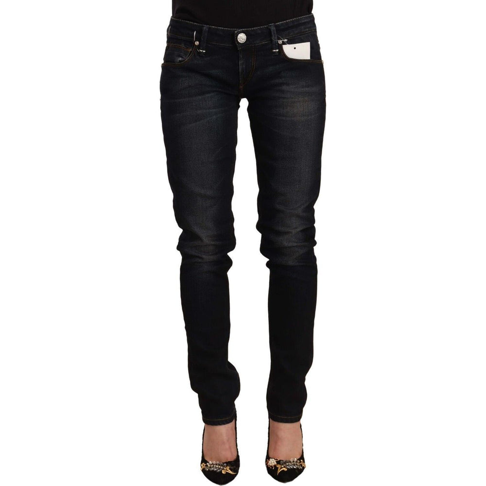 Acht Black Washed Cotton Low Waist Slim Fit Denim Jeans PAN71235 - 26