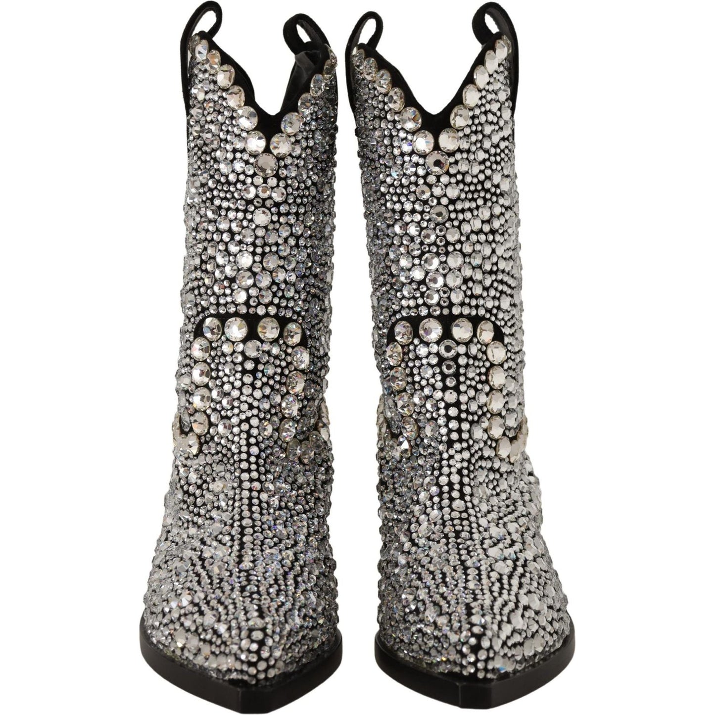 Dolce & Gabbana Black Suede Strass Crystal Cowgirl Boots LA9803- 35