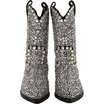 Dolce & Gabbana Black Suede Strass Crystal Cowgirl Boots LA9803- 35