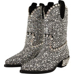 Dolce & Gabbana Black Suede Strass Crystal Cowgirl Boots LA9803- 35