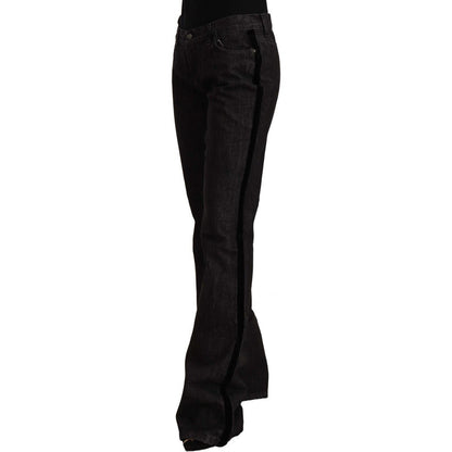 GF Ferre Black Mid Waist Cotton Denim Straight Boot Cut Jeans