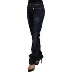 GF Ferre Dark Blue Washed Mid Waist Cotton Denim Straight Jeans PAN72228 - 26
