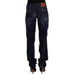 GF Ferre Dark Blue Washed Mid Waist Cotton Denim Straight Jeans PAN72228 - 26