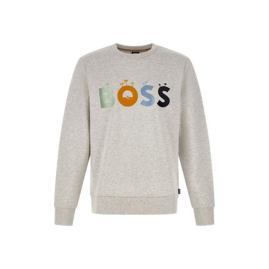 Hugo Boss Elegant Grey Round Neck Cotton Sweatshirt 4063534515279