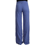 P.A.R.O.S.H. Blue High Waist Viscose Straight Wide Leg Pants PAN72467 - 38
