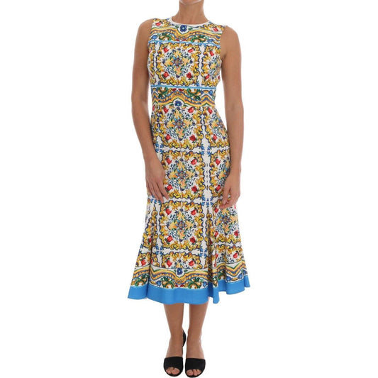 Dolce & Gabbana White Majoilca Sleeveless Sheath A-line Dress DR1265- 36