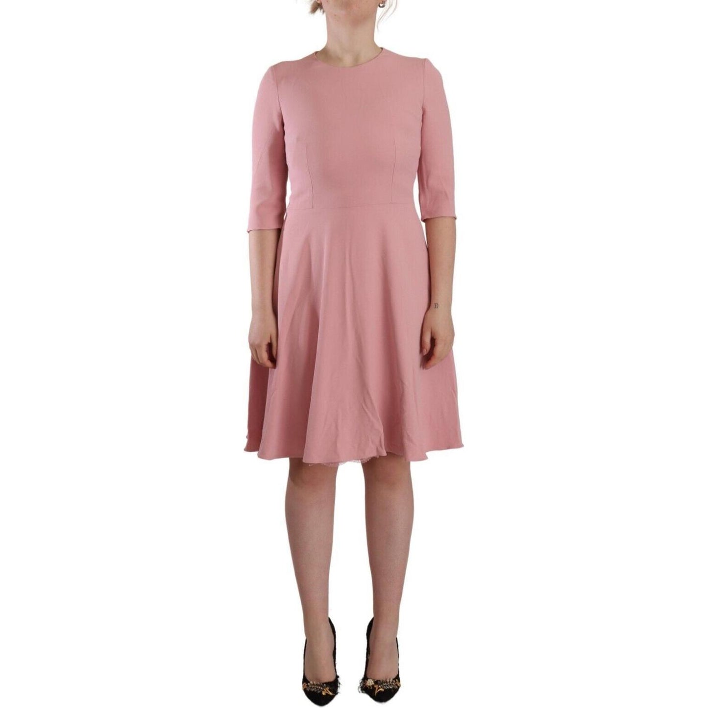 Dolce & Gabbana Pink 3/4 Sleeves Viscose Blend A-line Dress DR28693 - 44