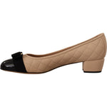 Salvatore Ferragamo Elegant Quilted Leather Pumps in Beige and Black 8056744563167