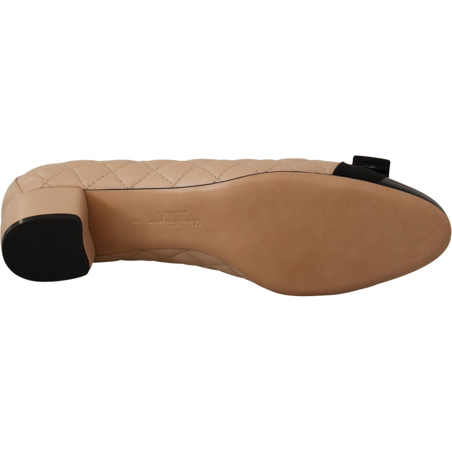 Salvatore Ferragamo Beige and Black Nappa Leather Pumps Shoes WOMAN PUMPS