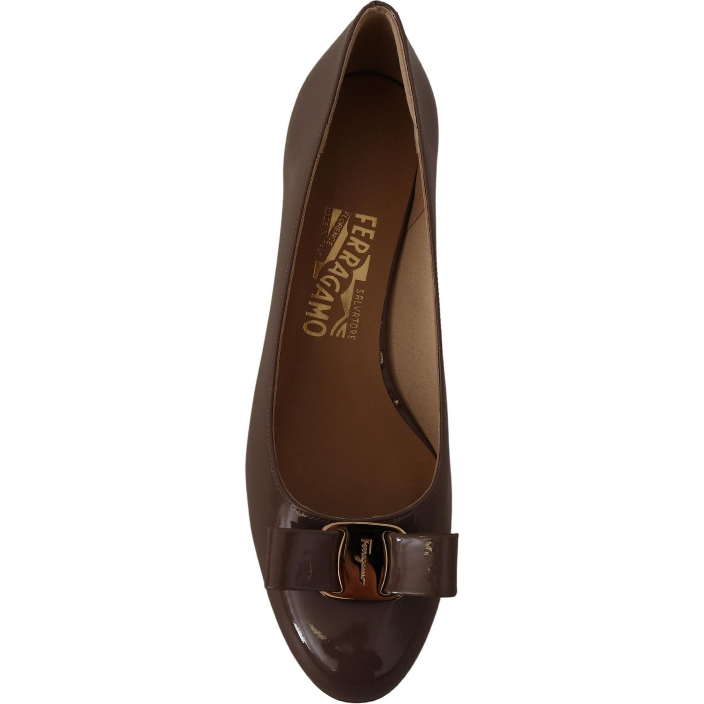 Salvatore Ferragamo Brown Naplak Calf Leather Pumps Shoes WOMAN PUMPS