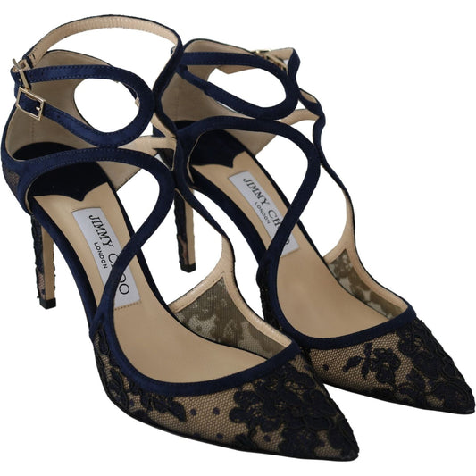 Jimmy Choo Navy Lancer Leather Pumps Elegance Unleashed 192954420550