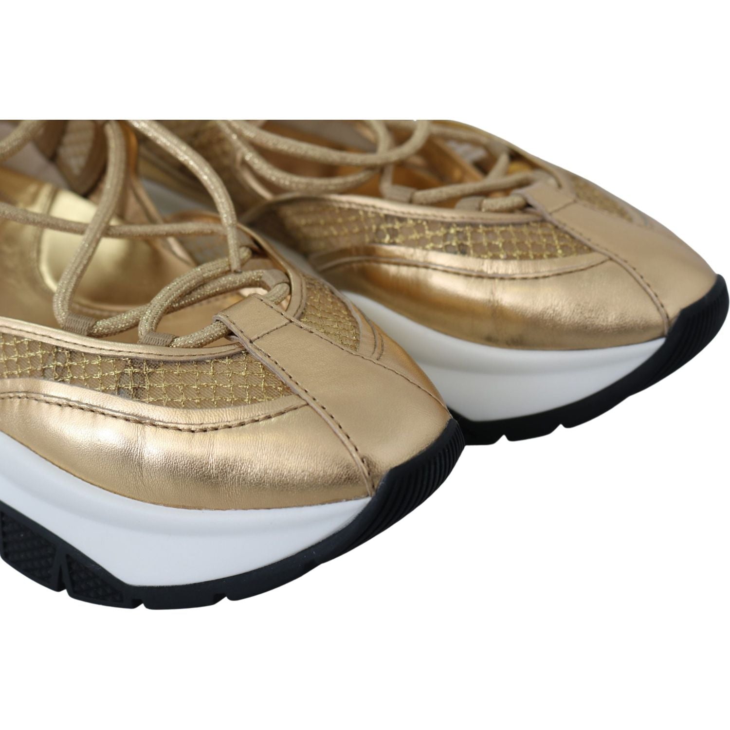 Jimmy Choo Gold Mesh Leather Michigan Sneakers