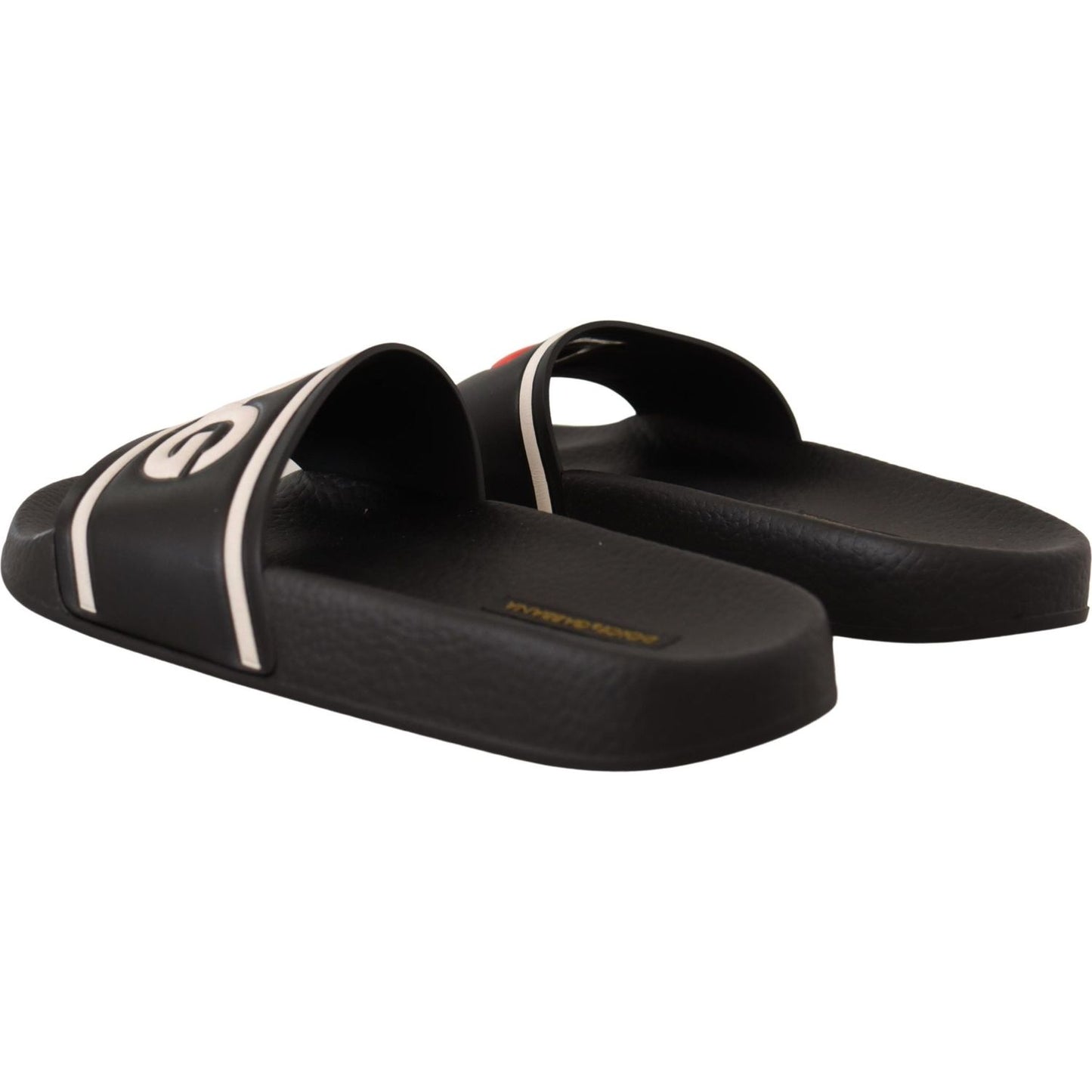 Dolce & Gabbana Black Leather I Love D&G Slides Sandals LA9766- 35