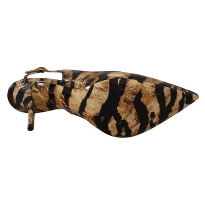 Dolce & Gabbana Brown Slingbacks Leather Tiger Shoes