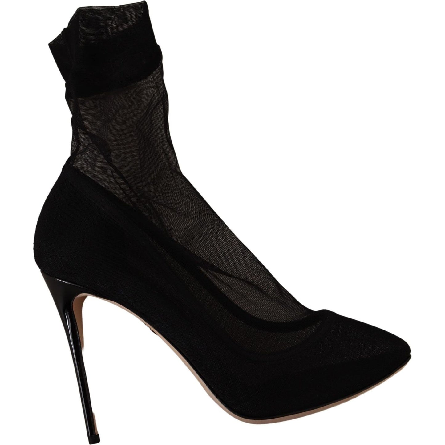 Dolce & Gabbana Black Stretch Tulle Stretch Boots Shoes LA9801- 39