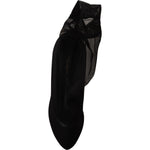 Dolce & Gabbana Black Stretch Tulle Stretch Boots Shoes LA9801- 39