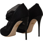 Dolce & Gabbana Black Stretch Tulle Stretch Boots Shoes LA9801- 39