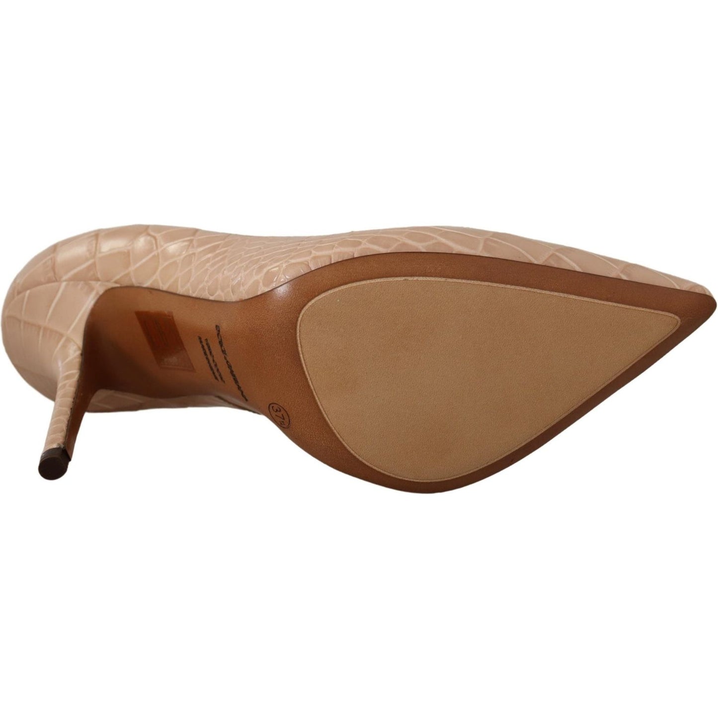 Dolce & Gabbana Beige Leather Bellucci Heels Pumps Shoes LA9811- 36.5
