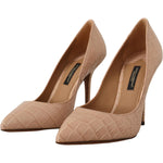 Dolce & Gabbana Beige Leather Bellucci Heels Pumps Shoes LA9811- 36.5
