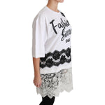 Dolce & Gabbana White Fashion Sinner Cotton Lace T-shirt Top TSH4430- 38