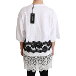 Dolce & Gabbana White Fashion Sinner Cotton Lace T-shirt Top TSH4430- 38