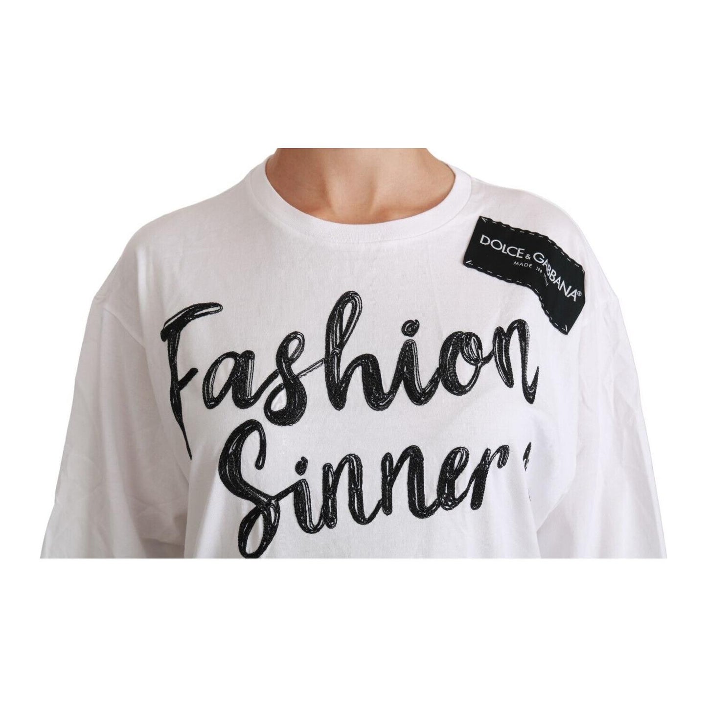Dolce & Gabbana White Fashion Sinner Cotton Lace T-shirt Top TSH4430- 38