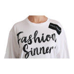 Dolce & Gabbana White Fashion Sinner Cotton Lace T-shirt Top TSH4430- 38