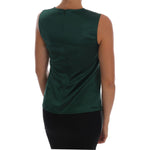 Dolce & Gabbana Dark Green Silk Sleeveless Round Neck Tank Top TSH1054 - 40