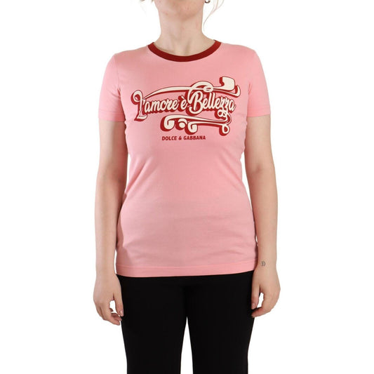 Dolce & Gabbana Pink Cotton Short Sleeves Crewneck T-shirt Top TSH7602 - 38