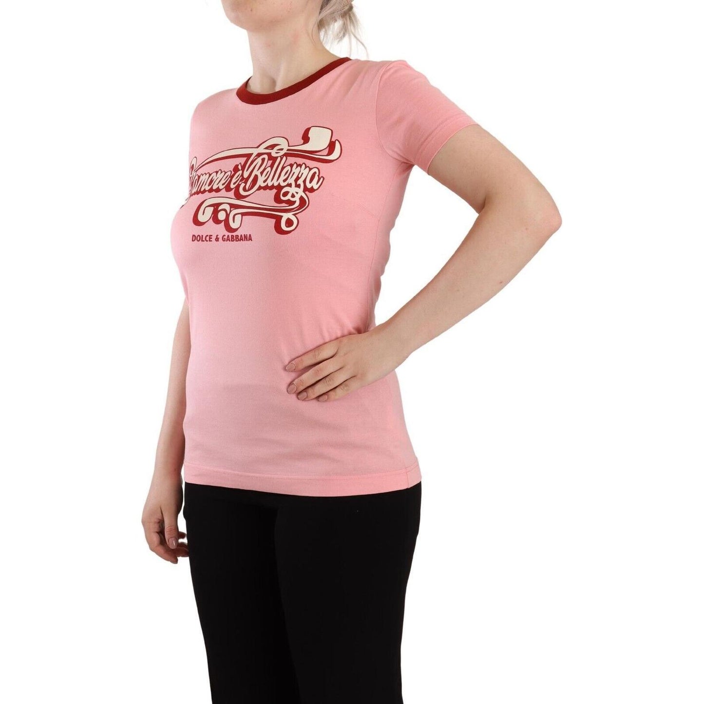 Dolce & Gabbana Pink Cotton Short Sleeves Crewneck T-shirt Top TSH7602 - 38