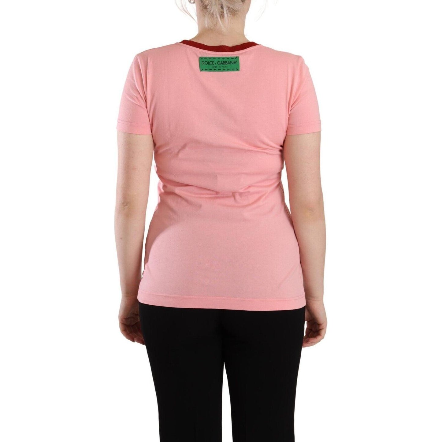 Dolce & Gabbana Pink Cotton Short Sleeves Crewneck T-shirt Top TSH7602 - 38