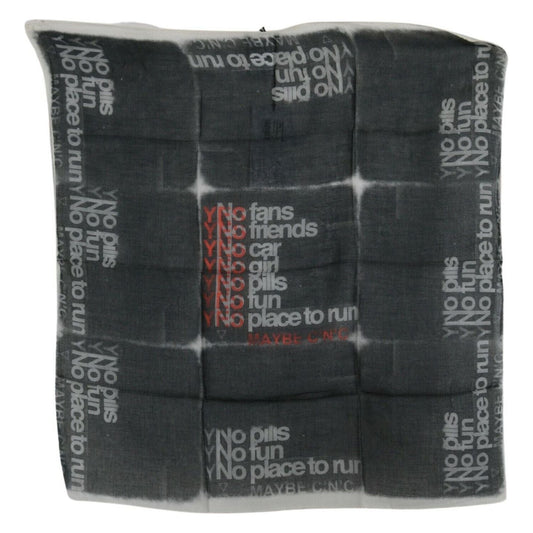 Costume National Dark Gray Wool Foulard Branded Scarf MS1656